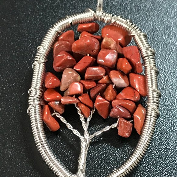 2 1/8" Red Jasper Tree of Life Pendant - Picture 2 of 5